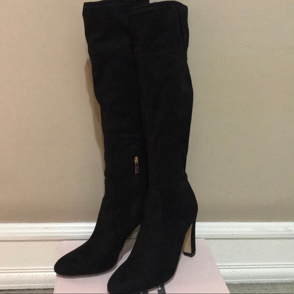 Size 11, Black suede Knee High Boots, Never worn.